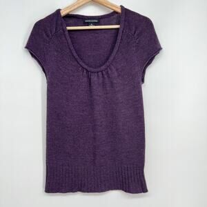 Vtg Banana Republic Sweater Med Extra Fine Italian Merino Wool Amethyst Purple